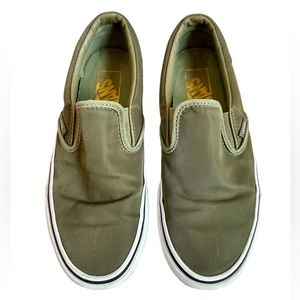 Vans army olive green unisex slip ons men’s size 4.5 / women’s size 6